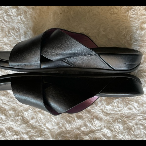 Fitflop Black Leather Crisscross Strap Wedge Slide Sandals Size 8 - Picture 3 of 15